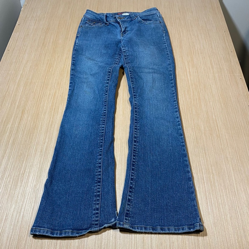 SO Stretch Womens Size 9 Medium Wash Low Rise Flare Leg Denim Jeans Blue